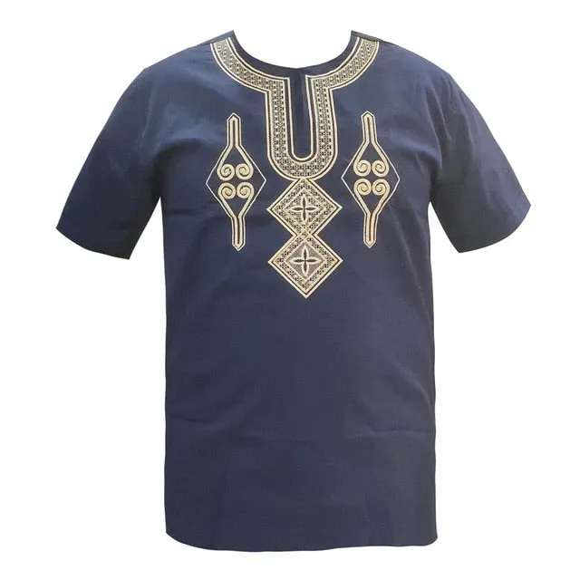 2019 Africa Shirt for Male Summer Wearing  Men Dashiki Bazin Embroidery Tops African Clothes