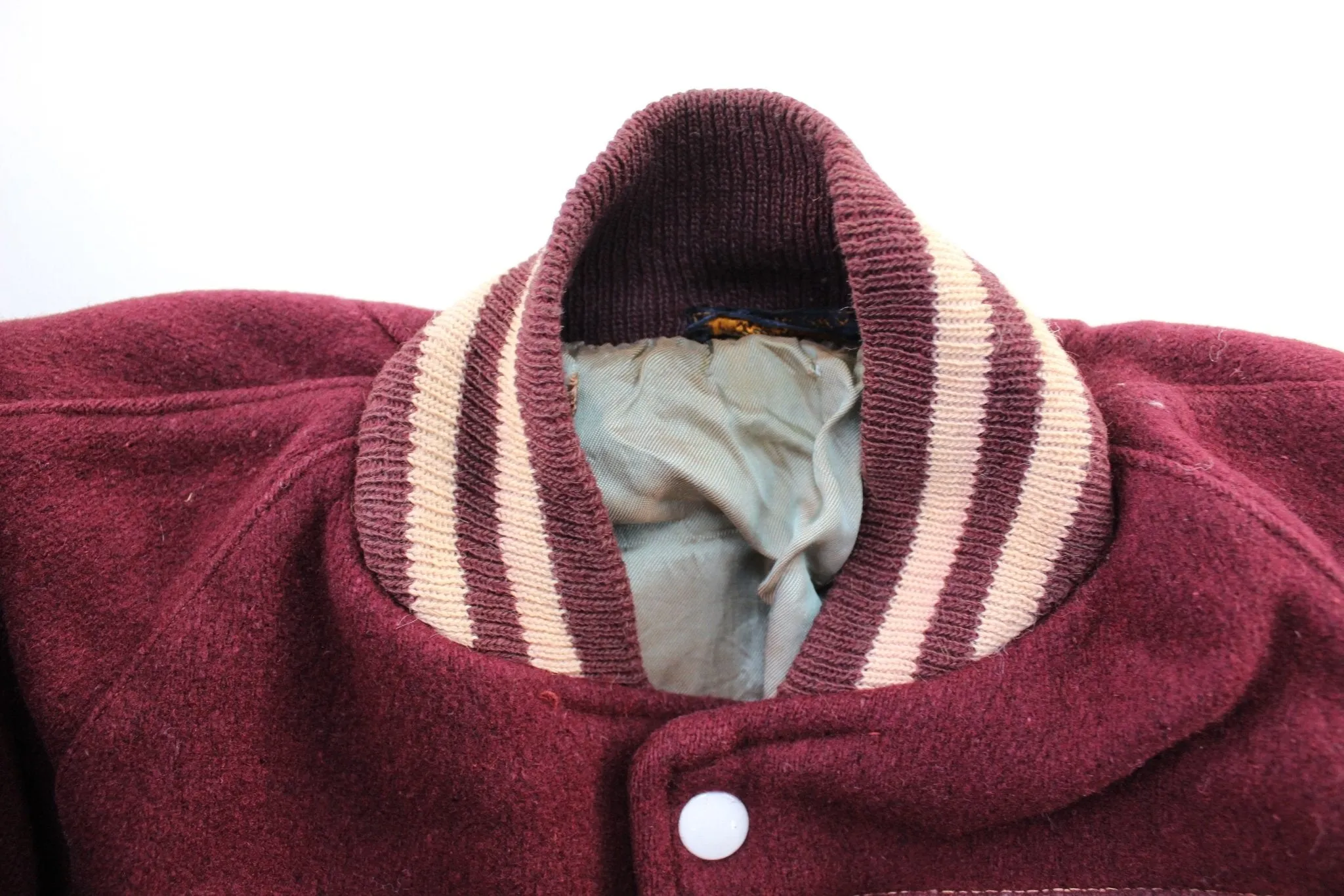 60's Maroon & White Varsity Letterman Jacket