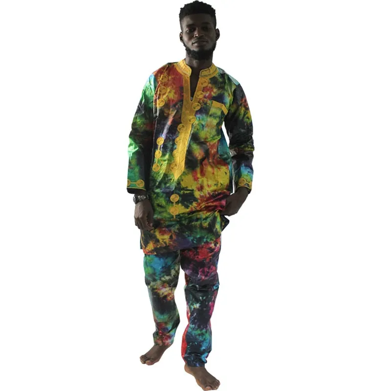 MD african suits for men traditional african print cotton clothes tops and pants sets african men clothing set 2020 men's outfit